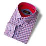 Pattern Contrast Color Collar and Cuff Shirts for Men