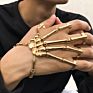 Personality Punk Ghost Hand Skull Bracelet Metal Finger Bracelet Men's Mechanical Ring Bracelet Adjustable Elastic Chain