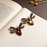 Personality Shiny Party Coat Accessories Full Rhinestone Glass Insect Bee Brooches Pins Jewelry for Women