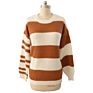 Personality Women's plus Size Pullover Striped Inter-Color Knitted Sweater