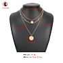 Personalized Triple Layer Link Chain Multilayer Gold Plated Double Coin Disc Pendant Necklace for Women