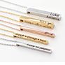 Personalized Vertical Bar Charm Name Letter Pendant Necklace Inspirational Jewelry