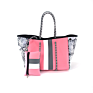 Personalized Waterproof Small Zippered Pink Black Gold Stripe Camo Black Leopard Neoprene Tote