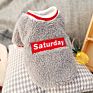 Pet Dog Clothes English Saturday Embroidery Velvet Dog Clothes