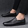 Plain Loafers Shoes for Men Casual Slip on with Dual Elastic Band Genuine Leather Apron Toe Flat