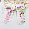 Popular 6Pcs Cute Cartoon Kid Hair Clip Soft Glue Rainbow Lollipop Unicorn Bb Children's Hair Pin