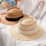 Popular Ladies Beach Hollow Out Wide Brim Ribbon Decoration Straw Hats