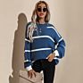 Popular Loose Sweater Causal Knitwear Striped Knitted Women Pullover