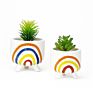 Porcelain Ceramic Hand Painted Rainbow Planter Pot with Legs