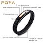 Poya Real Genuine Leather Braided Bracelet for Women Men Charms Circular Bracelets & Bangles Jewelry