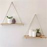 Premium Wood Swing Hanging Rope Wall Mounted Floating Shelves Plant Flower Pot Indoor Outdoor Decoration Simple Design