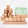 Preschool Beech Wooden Math Learning Alphabet Word Learning Cognition Smooth Wood Block Educational Toys