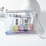 Promotional Cute Portable Strap Transparent Pvc Sequin Flowing Heart Confetti Pouch Pencil Bag Makeup Cosmetic Bag