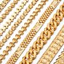 Punk 24K Gold Plated Multi Shape Bracelet Curb Cuban Chain Gold Color Brass Bracelets Bangle for Men Women Jewelry Gifts