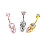 Punk Double Head round Stainless Steel Belly Ring Multi Colors Geometric No Pierced Iced Out Cubic Zirconia Cz Belly Navel Ring