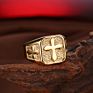 Punk Rock 18K Plated Gold Stainless Steel Cross Rings for Men Jewelry