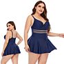 Quanzan Swimwear Women plus Size One Piece Skirt Swimsuit Solid Color Ruffled Swimsuit