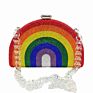 Rainbow Colorful Rhinestone Clutch Purse Handbag Shell Shape Evening Crystal Bag for Women