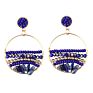 Rainbow Glass Seed Beads Raw Druzy Natural Stone Drop Earrings