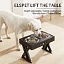 Raiseable Stainless Steel Dog Bowl with Stand Adjustable Elevated Raised Foldable Dog Food Stand Bowl Table with Paw