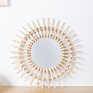 Rattan and Willow Cosmetic Mirror Hand Woven Wall Hanging Home Living Room Porch Decorative Wall Mirror