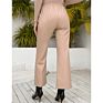 Ready to Ship Female Casual Pu High Waist Wide Leg Faux Leather Pants for Women