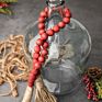 Red Farmhouse Wood Bead Garland with Tassels, Rustic Christmas, Home Decor Beads