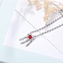Red Heart Pendant 925 Sliver Dream Catcher Feather Necklace