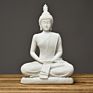 Resin White Sitting Buddha Sculpture Home Decorative Thai Statue Decor Gift Buddhism Creative Home Accessories