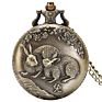 Retro Chinese Zodiac Design Pocket Watch Lucky Pendant Clock Old Fashioned Bronze Necklace Watch Fob Chain