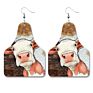 Retro Farm Cow Leather Earrings Western Cowboy Style Personality Pu Earrings Jewelry Accessories