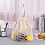 Reusable Fruit Vegetable Grocery Produce Tote Cotton String Mesh Net Shopping Bag with Long Handle