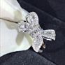 Rhodium Plated White Copper Bow Knot Bling Women Wedding Jewelry Zircon Stone Ring Bowknot Engagement Rings