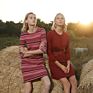 Rib Knit Striped Dress Ladies round Neck Striped Seven Points Silk Sweater