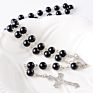 Rosary Bead Necklace Crystal Cross Pendant Necklace Catholic Religious