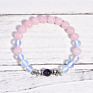 Rose Quartz Natural Stone Beaded Pink Crystal Bracelet Elephant Charm Bracelet for Women