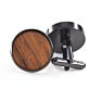 Round Black Wooden Cufflink Set For