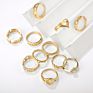 round Diamond Ring Set Geometric Joint Ring 11 Piece Set Combination Gold Ring