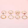 round Geometric Crystal Rings Simple Gold Silver Resin Rhinestone Ring Sets