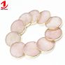 Round Rose Quartz Golden Rim Edge Mobile Elastic Phone Stand Sticker Handle Finger Grip Holder Socket