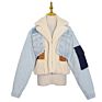 Rt027 Women's Jean Jacket Comfortable Patchwork Coat Color Block Crop Jacket Girls Warm Denim Clothes