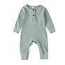 Newborn Baby Ribbed Cotton Baby Girls Boys Jumpsuit With Button
