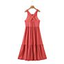 Rust Color Back Strap Cross Design Ladies Casual Tank Top Dress
