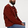Rust Red Corduroy Jacket with a Faux Shearling-Lined Collar Mens Sherpa Trucker Jacket