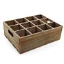Rustic Brown Wood 12 Slots Beer Bottle Serving Crate Beer Storage Box with Carrying Handles