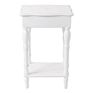 Rustic White Carved Wooden Coffee Table with Pullout Drawer