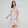 S--2Xl Sweat Maternity Evening Dresses Floral Printed Nightgown Lounge Wear Pregnancy Gown for Baby Breastfeeding