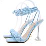 Sandale Femme Sandalias Talon Rhinestone Diamond Butterfly Ankle Strap Ladies Sandals Design Purple Dress Shoes Heels2021