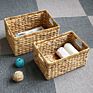 Set of 3 Natural Water Hyacinth Storage Bins Rectangular Basket