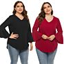 Shop Shein Arrivals plus Size Women's Blouses Long Sleeve V-Neck Loose Casual T-Shirts Top Clothing